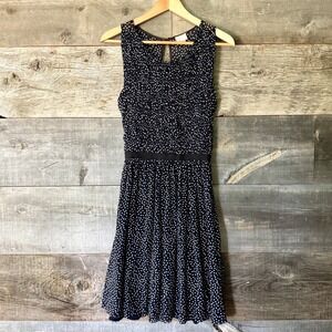 Anthropologie Postage Stamp Swiss Dot Dress S Black‎ Mesh Overlay Whimsigoth